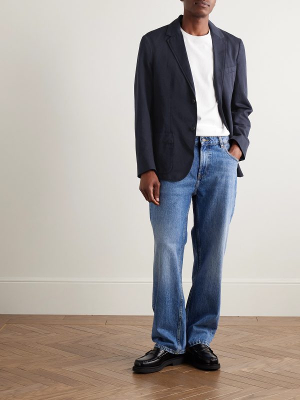 Unstructured Garment-Dyed Cotton and Linen-Blend Twill Blazer - OU Unstructured Garment-Dyed Cotton and Linen-Blend Twill Blazer - OU