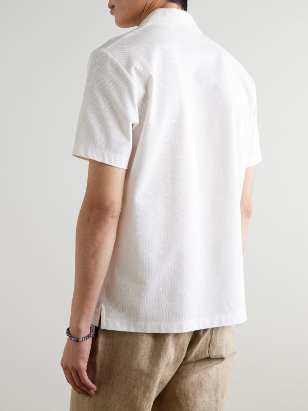 Convertible-Collar Cotton-Piqué Polo Shirt - BK Convertible-Collar Cotton-Piqué Polo Shirt - BK