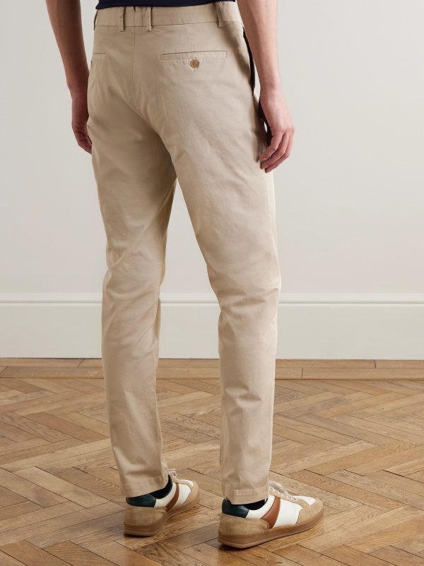 Straight-Leg Garment-Dyed Cotton-Blend Twill Chinos - BK Straight-Leg Garment-Dyed Cotton-Blend Twill Chinos - BK