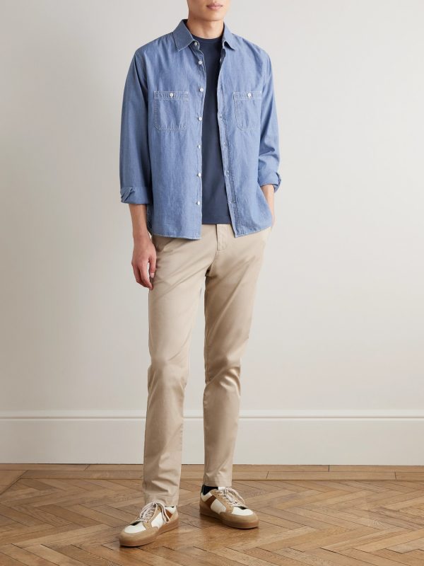 Straight-Leg Garment-Dyed Cotton-Blend Twill Chinos - OU Straight-Leg Garment-Dyed Cotton-Blend Twill Chinos - OU