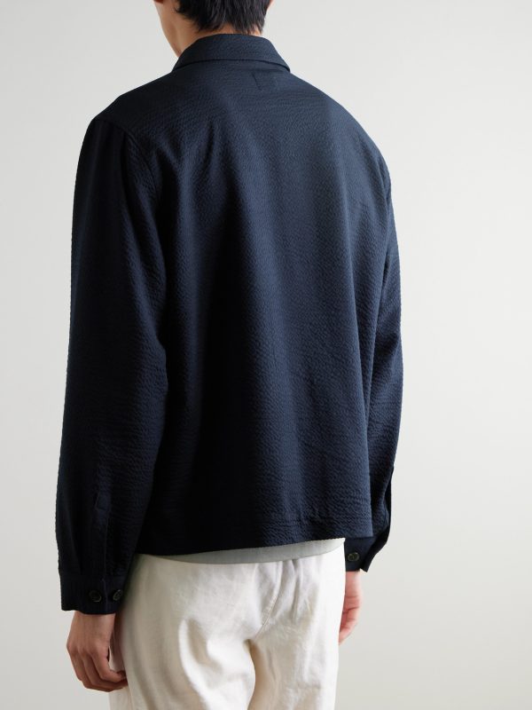 Wool-Blend Seersucker Shirt Jacket - BK