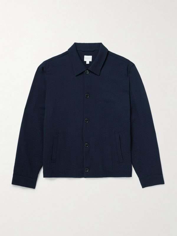 Wool-Blend Seersucker Shirt Jacket