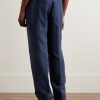 Tapered Pleated Linen Suit Trousers - BK Tapered Pleated Linen Suit Trousers - BK