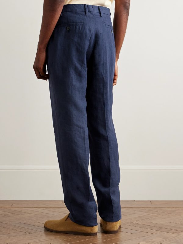 Tapered Pleated Linen Suit Trousers - BK Tapered Pleated Linen Suit Trousers - BK