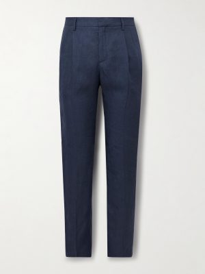 Tapered Pleated Linen Suit Trousers Tapered Pleated Linen Suit Trousers