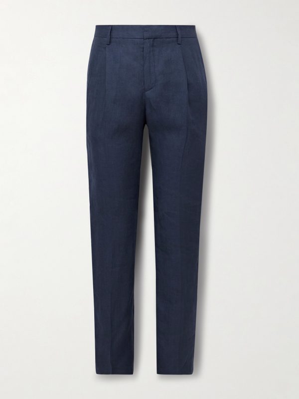 Tapered Pleated Linen Suit Trousers Tapered Pleated Linen Suit Trousers
