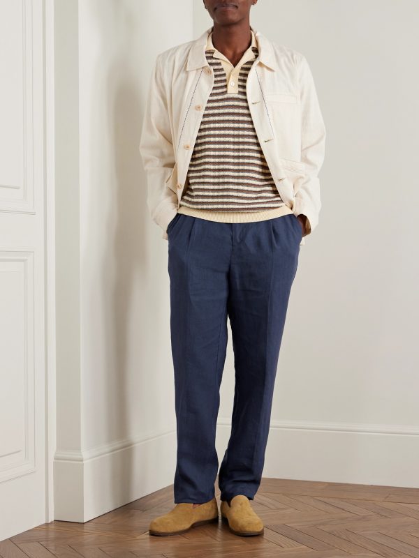 Tapered Pleated Linen Suit Trousers - OU Tapered Pleated Linen Suit Trousers - OU