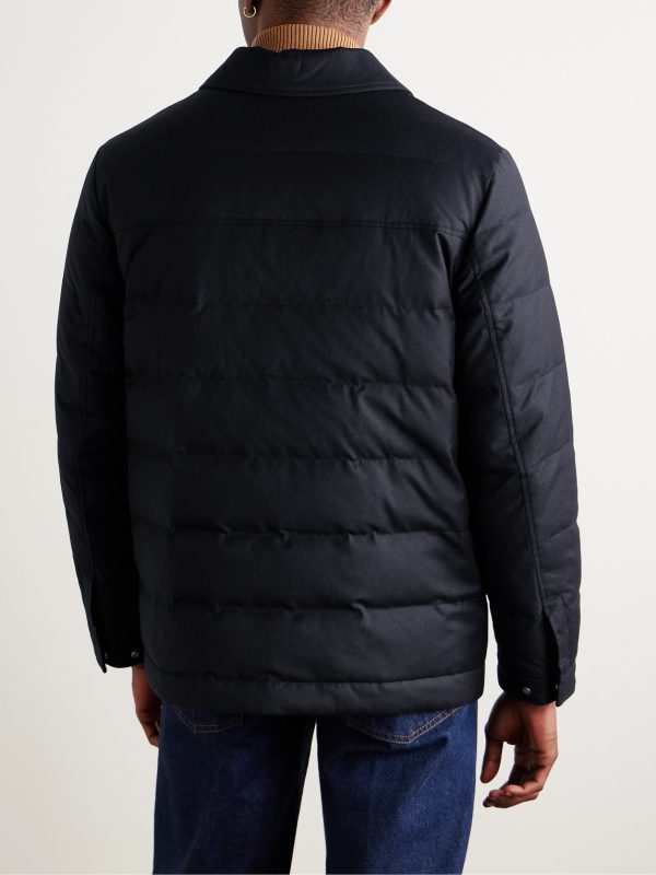 Quilted Green Storm System® Wool and Silk-Blend Twill Down Jacket - BK