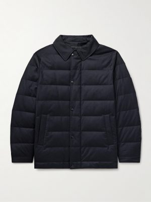 Quilted Green Storm System® Wool and Silk-Blend Twill Down Jacket