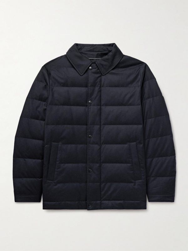 Quilted Green Storm System® Wool and Silk-Blend Twill Down Jacket