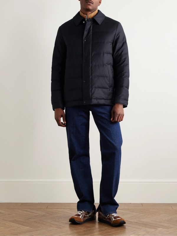 Quilted Green Storm System® Wool and Silk-Blend Twill Down Jacket - OU