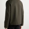 Leather-Trimmed Woven Jacket - BK Leather-Trimmed Woven Jacket - BK