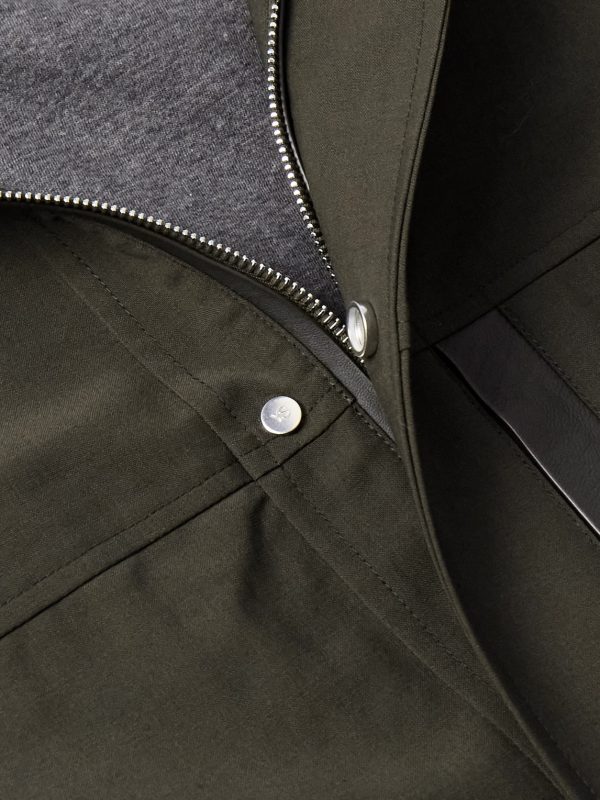 Leather-Trimmed Woven Jacket - CU Leather-Trimmed Woven Jacket - CU