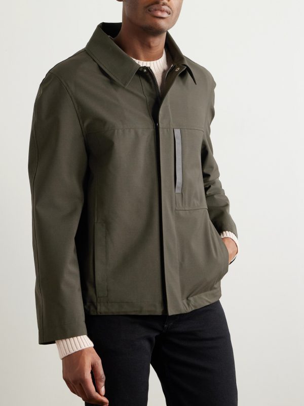 Leather-Trimmed Woven Jacket - FR Leather-Trimmed Woven Jacket - FR