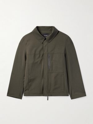 Leather-Trimmed Woven Jacket Leather-Trimmed Woven Jacket