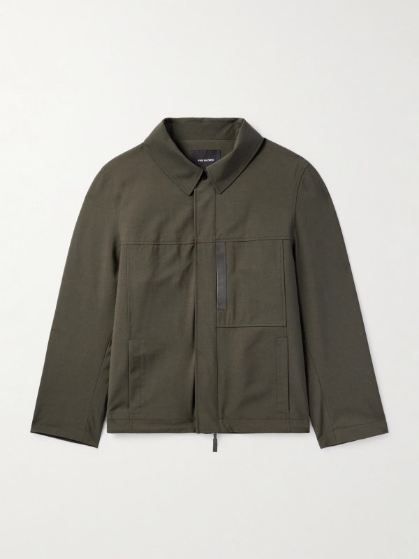Leather-Trimmed Woven Jacket Leather-Trimmed Woven Jacket
