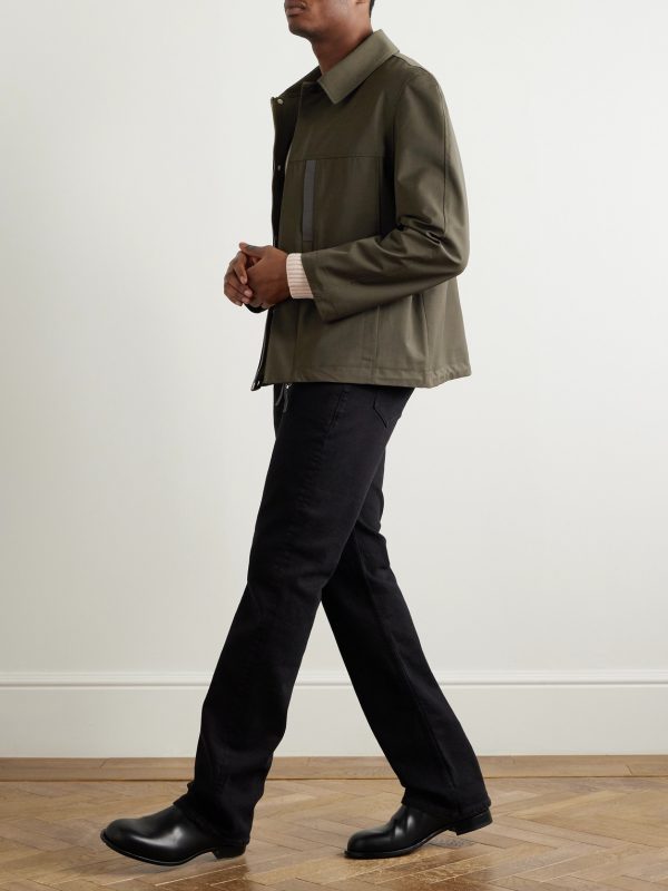 Leather-Trimmed Woven Jacket - OU Leather-Trimmed Woven Jacket - OU