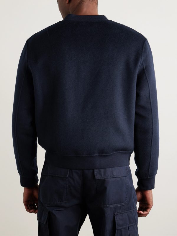 Leather-Trimmed Wool and Cashmere-Blend Felt Bomber Jacket - BK Leather-Trimmed Wool and Cashmere-Blend Felt Bomber Jacket - BK