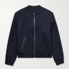 Leather-Trimmed Wool and Cashmere-Blend Felt Bomber Jacket Leather-Trimmed Wool and Cashmere-Blend Felt Bomber Jacket