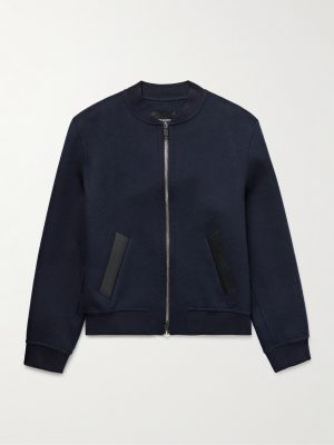 Leather-Trimmed Wool and Cashmere-Blend Felt Bomber Jacket Leather-Trimmed Wool and Cashmere-Blend Felt Bomber Jacket