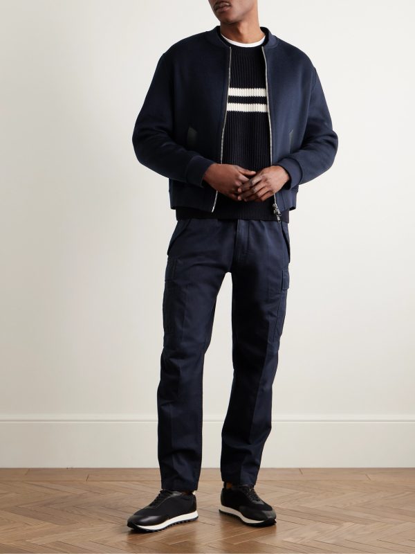 Leather-Trimmed Wool and Cashmere-Blend Felt Bomber Jacket - OU Leather-Trimmed Wool and Cashmere-Blend Felt Bomber Jacket - OU