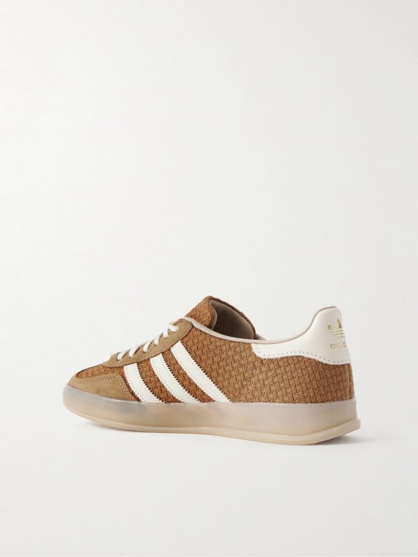 Gazelle Indoor Leather and Nubuck-Trimmed Basketweave Cotton Sneakers - BK Gazelle Indoor Leather and Nubuck-Trimmed Basketweave Cotton Sneakers - BK