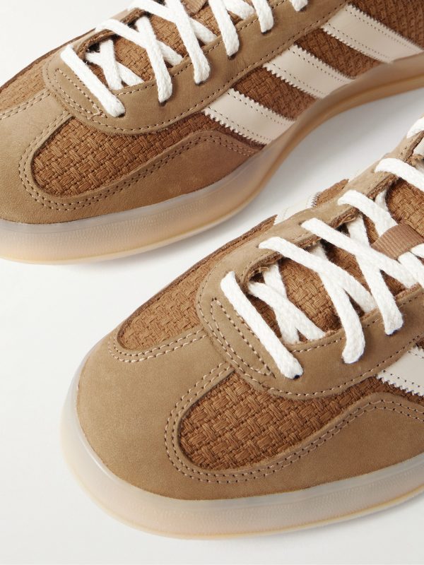 Gazelle Indoor Leather and Nubuck-Trimmed Basketweave Cotton Sneakers - CU Gazelle Indoor Leather and Nubuck-Trimmed Basketweave Cotton Sneakers - CU