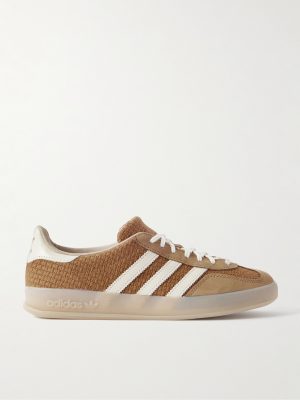 Gazelle Indoor Leather and Nubuck-Trimmed Basketweave Cotton Sneakers Gazelle Indoor Leather and Nubuck-Trimmed Basketweave Cotton Sneakers