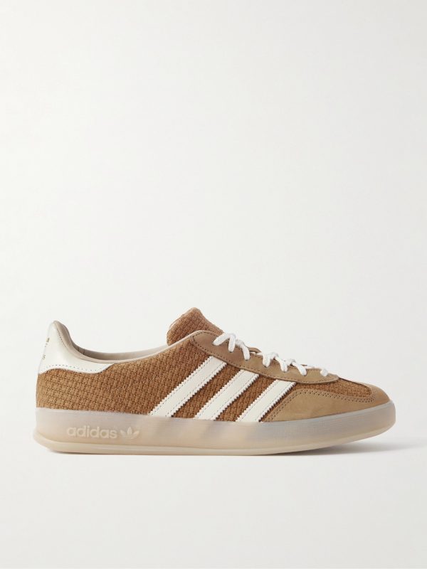 Gazelle Indoor Leather and Nubuck-Trimmed Basketweave Cotton Sneakers Gazelle Indoor Leather and Nubuck-Trimmed Basketweave Cotton Sneakers
