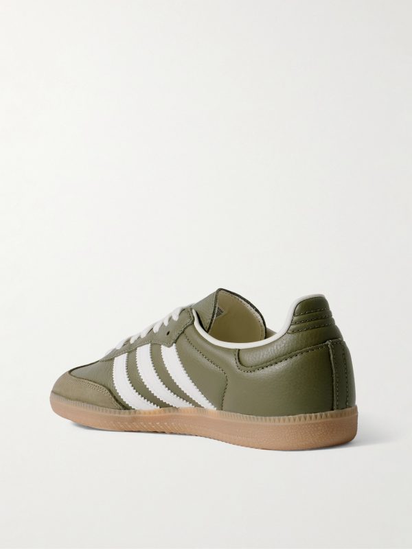 Samba OG Nubuck-Trimmed Full-Grain Leather Sneakers - BK
