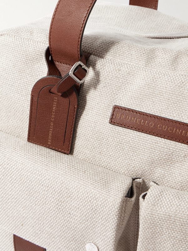 Leather-Trimmed Canvas Weekend Bag - CU Leather-Trimmed Canvas Weekend Bag - CU