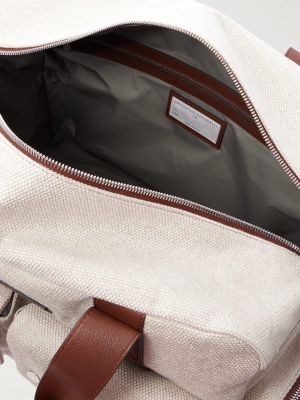 Leather-Trimmed Canvas Weekend Bag - E1 Leather-Trimmed Canvas Weekend Bag - E1