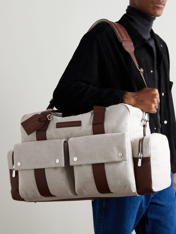 Leather-Trimmed Canvas Weekend Bag - E2 Leather-Trimmed Canvas Weekend Bag - E2