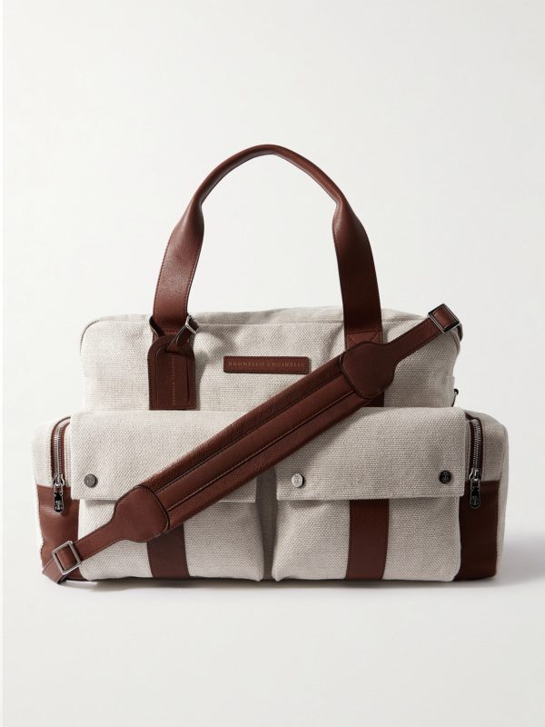 Leather-Trimmed Canvas Weekend Bag Leather-Trimmed Canvas Weekend Bag