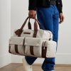 Leather-Trimmed Canvas Weekend Bag - OU Leather-Trimmed Canvas Weekend Bag - OU