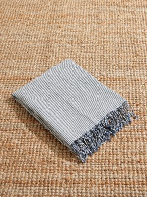 Fringed Striped Linen Beach Towel Fringed Striped Linen Beach Towel