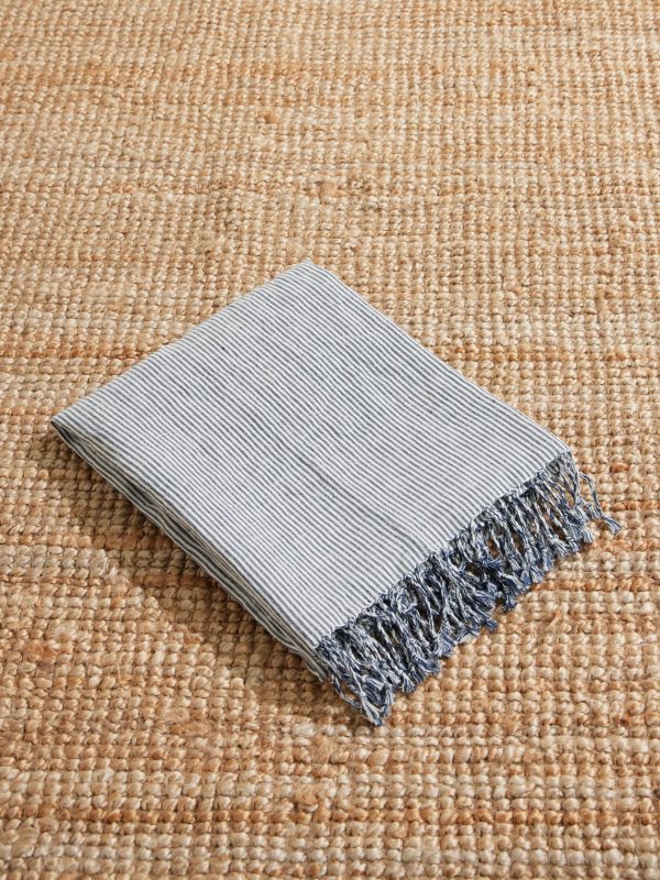 Fringed Striped Linen Beach Towel Fringed Striped Linen Beach Towel