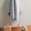 Fringed Striped Linen Beach Towel - OU Fringed Striped Linen Beach Towel - OU