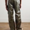 Straight-Leg Leather Cargo Trousers - BK Straight-Leg Leather Cargo Trousers - BK