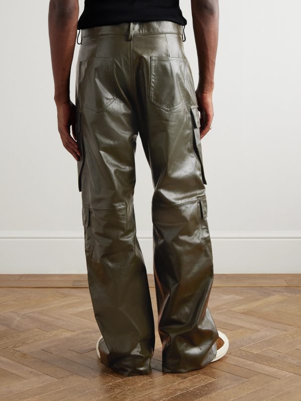 Straight-Leg Leather Cargo Trousers - BK Straight-Leg Leather Cargo Trousers - BK
