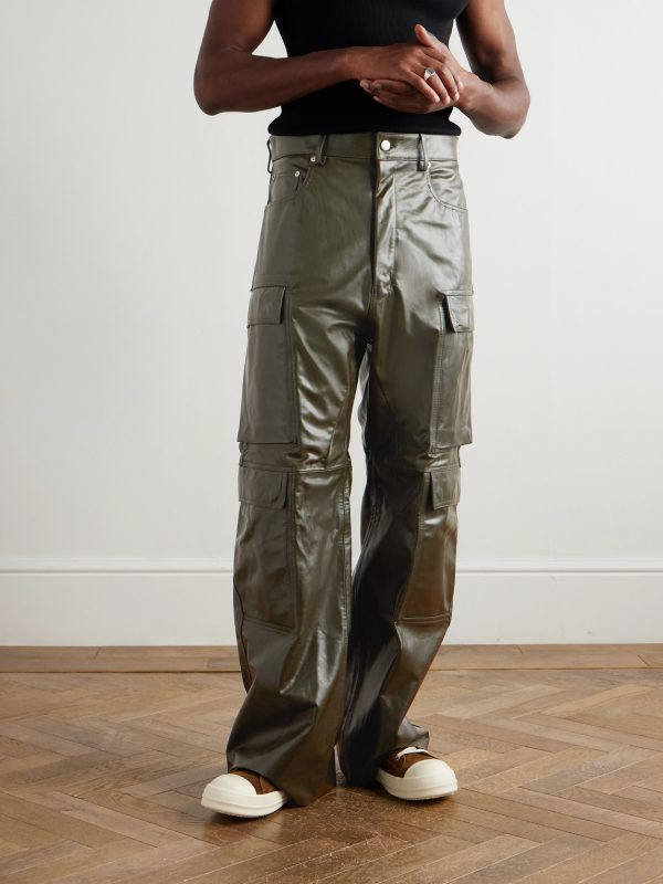 Straight-Leg Leather Cargo Trousers - FR Straight-Leg Leather Cargo Trousers - FR