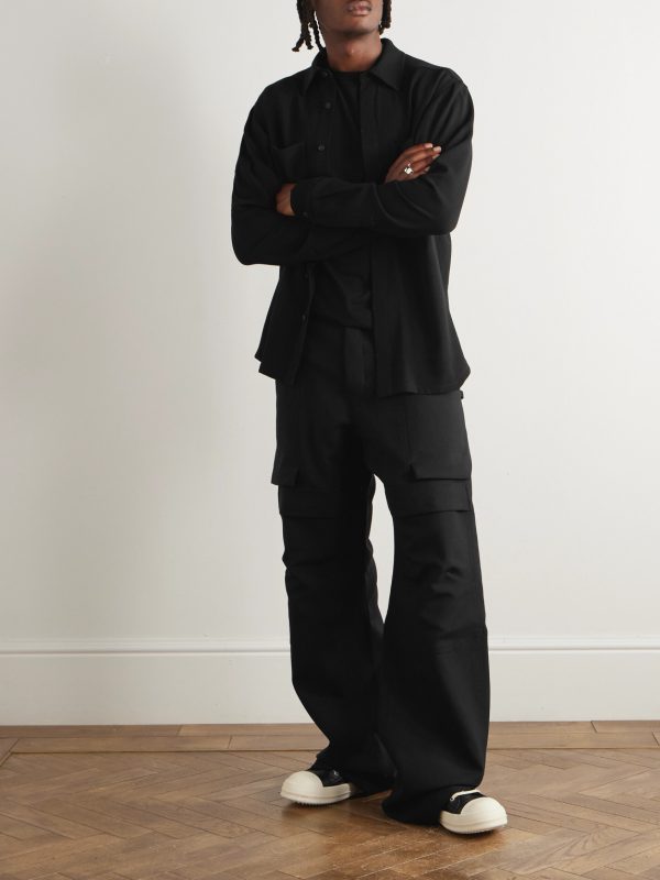 Stefan Wide-Leg Grain De Poudre Wool Trousers - OU