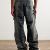 Stefan Wide-Leg Distressed Denim Cargo Trousers - BK