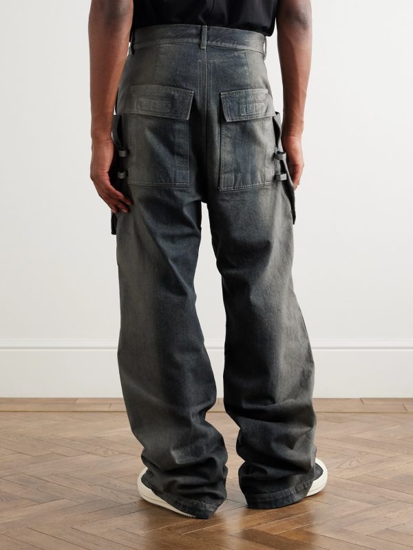 Stefan Wide-Leg Distressed Denim Cargo Trousers - BK