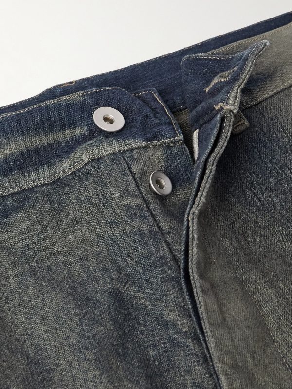 Stefan Wide-Leg Distressed Denim Cargo Trousers - E1
