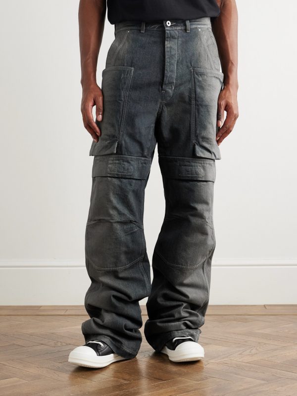 Stefan Wide-Leg Distressed Denim Cargo Trousers - FR