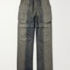 Stefan Wide-Leg Distressed Denim Cargo Trousers