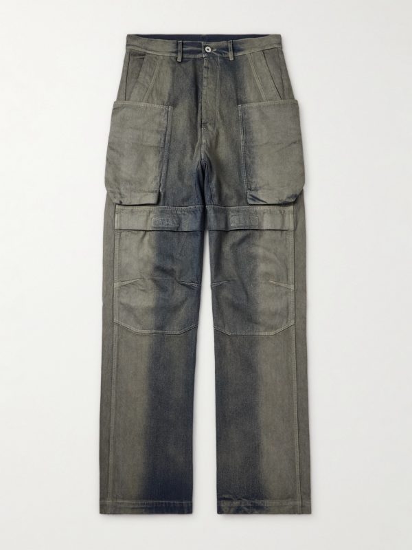 Stefan Wide-Leg Distressed Denim Cargo Trousers