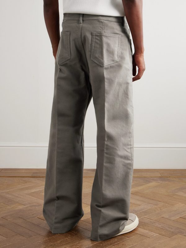 Geth Wide-Leg Brushed Organic Cotton-Twill Trousers - BK Geth Wide-Leg Brushed Organic Cotton-Twill Trousers - BK