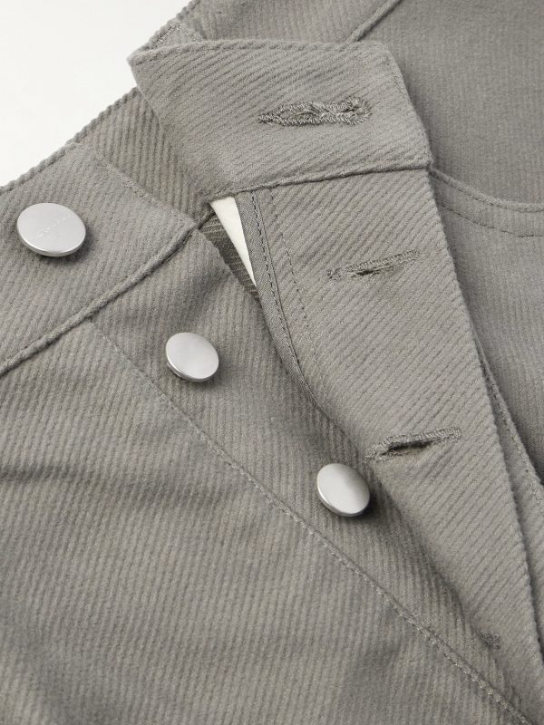 Geth Wide-Leg Brushed Organic Cotton-Twill Trousers - E1 Geth Wide-Leg Brushed Organic Cotton-Twill Trousers - E1